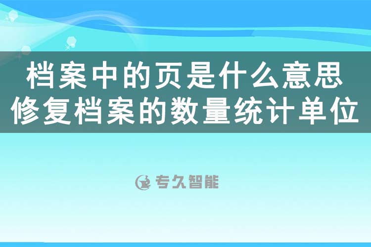 檔案中的頁是什么意思？修復檔案的數(shù)量統(tǒng)計單位是什么？-專久智能